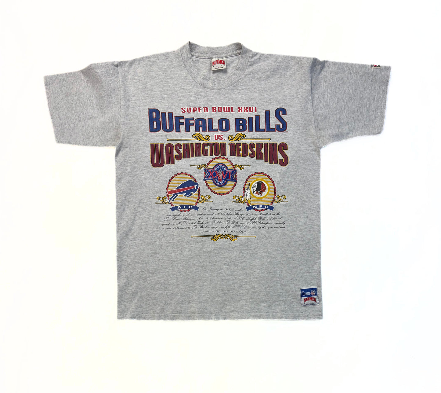 1991 Buffalo Bills Vs Washington Redskins Super Bowl Nutmeg T-Shirt