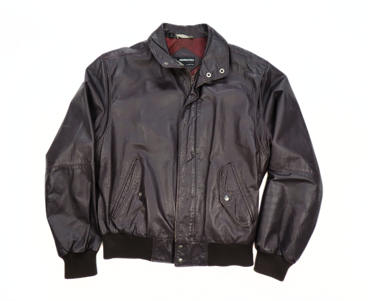 1990's Members Only Chocolate Brown Leather Jacket